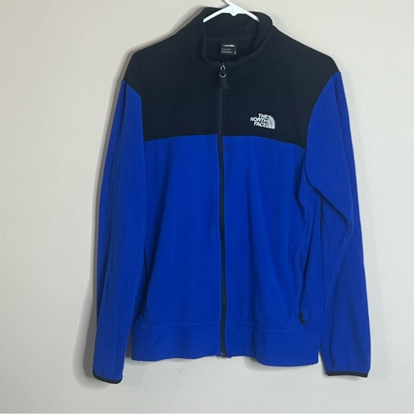 The North Face Denali Fleece Jacket Men’s Medium Black Blue Full Zip Outdoor - Picture 1 of 6